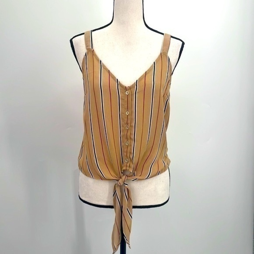 UEC Guess tan striped tank top XS tie waist, working buttons